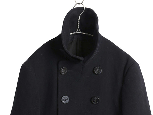 40s ★ 米軍実物 USN ネイビー 10ボタン Pコート メンズ S / 古着 ヴィンテージ ミリタリー NAVY 海軍 メルトン ウール ピーコート 無地 紺
