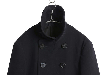 40s ★ 米軍実物 USN ネイビー 10ボタン Pコート メンズ S / 古着 ヴィンテージ ミリタリー NAVY 海軍 メルトン ウール ピーコート 無地 紺