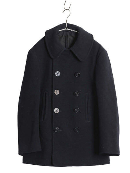 40s ★ 米軍実物 USN ネイビー 10ボタン Pコート メンズ S / 古着 ヴィンテージ ミリタリー NAVY 海軍 メルトン ウール ピーコート 無地 紺