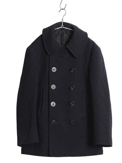 40s ★ 米軍実物 USN ネイビー 10ボタン Pコート メンズ S / 古着 ヴィンテージ ミリタリー NAVY 海軍 メルトン ウール ピーコート 無地 紺