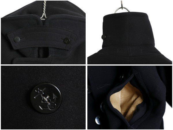 40s ★ 米軍実物 USN ネイビー 10ボタン Pコート メンズ S / 古着 ヴィンテージ ミリタリー NAVY 海軍 メルトン ウール ピーコート 無地 紺