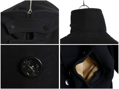 40s ★ 米軍実物 USN ネイビー 10ボタン Pコート メンズ S / 古着 ヴィンテージ ミリタリー NAVY 海軍 メルトン ウール ピーコート 無地 紺