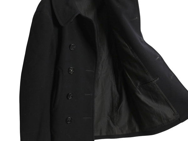 40s ★ 米軍実物 USN ネイビー 10ボタン Pコート メンズ S / 古着 ヴィンテージ ミリタリー NAVY 海軍 メルトン ウール ピーコート 無地 紺