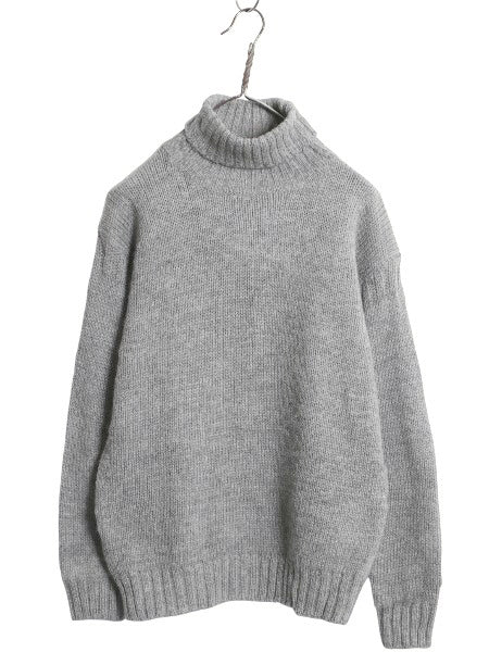 90s カルバンクライン タートルネック ウール ニット セーター レディース S / 古着 オールド 長袖ニット ハイネック 無地 シンプル グレー