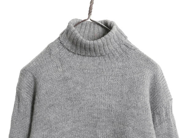 90s カルバンクライン タートルネック ウール ニット セーター レディース S / 古着 オールド 長袖ニット ハイネック 無地 シンプル グレー