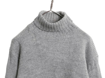 90s カルバンクライン タートルネック ウール ニット セーター レディース S / 古着 オールド 長袖ニット ハイネック 無地 シンプル グレー