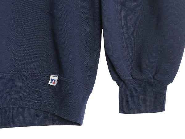90s USA製 ラッセル 無地 スウェット メンズ レディース XL オールド トレーナー 前V 裏起毛 ワンポイント 大きいサイズ ブランク ネイビー