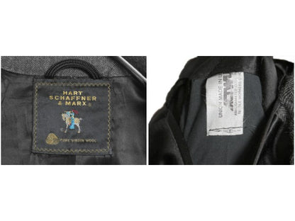 80s USA製 Hart Schaffner & Marx チェスター ロング コート メンズ M / 古着 ヴィンテージ ウール ヘリンボーン ストライプ フィールド 灰