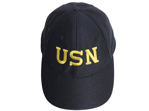 90's USA製 USN 刺繍 ベースボール キャップ フリーサイズ 古着 帽子 オールド ミリタリー 軍物 US NAVY 海軍 ワンポイント ダークネイビー