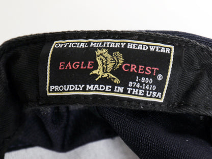 90's USA製 USN 刺繍 ベースボール キャップ フリーサイズ 古着 帽子 オールド ミリタリー 軍物 US NAVY 海軍 ワンポイント ダークネイビー