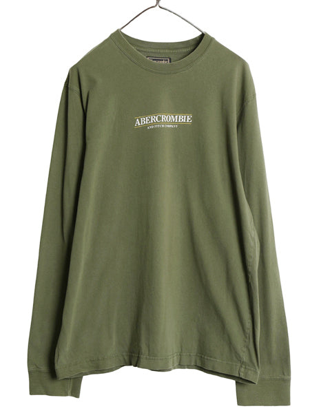 90s 00s Abercrombie&Fitch プリント 長袖 Tシャツ メンズ XL / オールド ヘビーウェイト カットソー ロングスリーブ カーキ 大きいサイズ