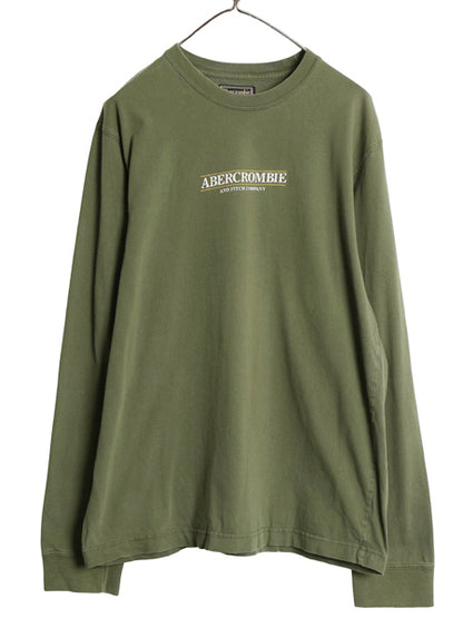 90s 00s Abercrombie&Fitch プリント 長袖 Tシャツ メンズ XL / オールド ヘビーウェイト カットソー ロングスリーブ カーキ 大きいサイズ