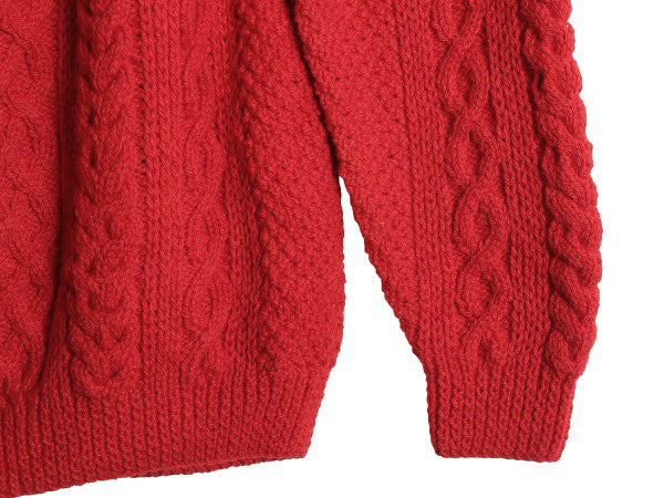 フィルソン フィッシャーマン ウール ニット セーター メンズ XL アラン ケーブル 長袖セーター ヘビーウェイト 大きいサイズ レッド 無地