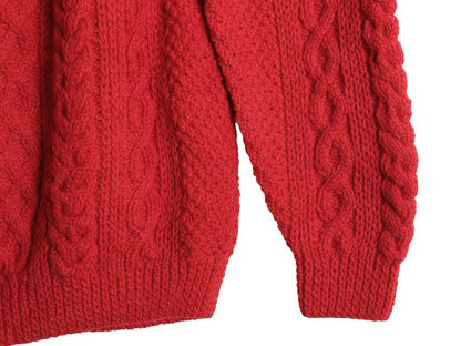 フィルソン フィッシャーマン ウール ニット セーター メンズ XL アラン ケーブル 長袖セーター ヘビーウェイト 大きいサイズ レッド 無地