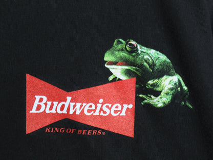 90s USA製 ★ バドワイザー カエル イラスト プリント Tシャツ メンズ L / 古着 オールド グラフィック ビール 企業物 当時物 アニマル 黒