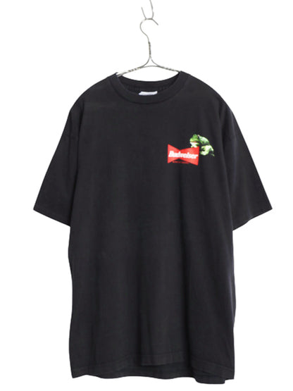 90s USA製 ★ バドワイザー カエル イラスト プリント Tシャツ メンズ L / 古着 オールド グラフィック ビール 企業物 当時物 アニマル 黒