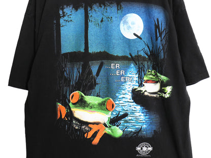 90s USA製 ★ バドワイザー カエル イラスト プリント Tシャツ メンズ L / 古着 オールド グラフィック ビール 企業物 当時物 アニマル 黒
