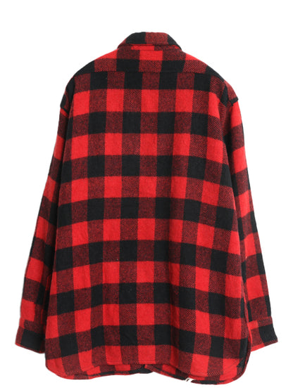 50s タウンクラフト CPO ウール シャツ メンズ L 古着 ヴィンテージ ペニーズ ブロック チェック マチ付き ジャケット バッファロー 赤 黒