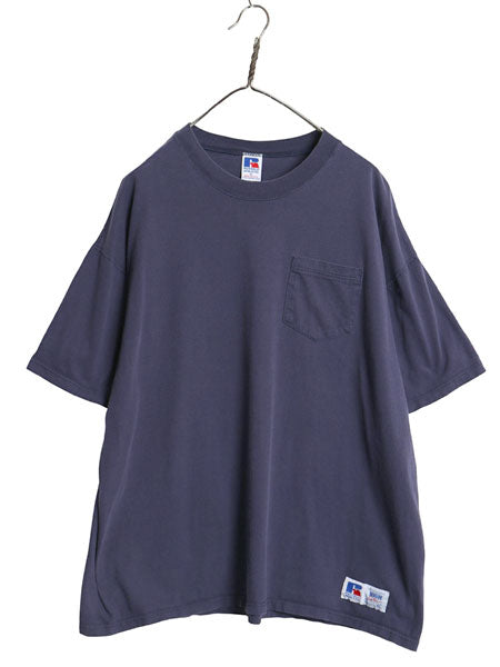 90s USA製 ラッセル 無地 ポケット付き 半袖 Tシャツ メンズ XL / オールド ヘビーウェイト 無地T ポケT ブランク カットソー 大きいサイズ