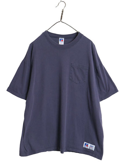90s USA製 ラッセル 無地 ポケット付き 半袖 Tシャツ メンズ XL / オールド ヘビーウェイト 無地T ポケT ブランク カットソー 大きいサイズ