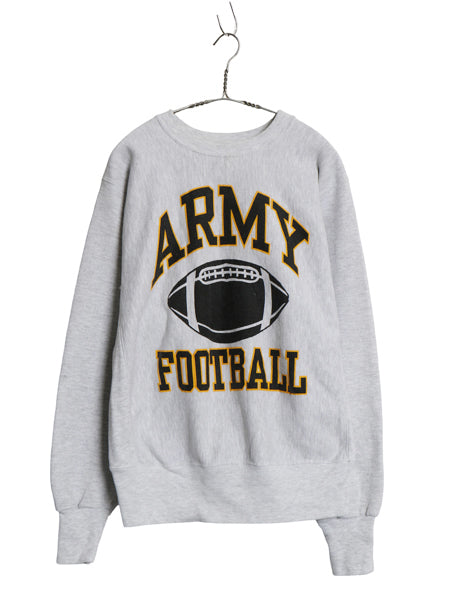 90s 00s US ARMY 両面 プリント スウェット メンズ L 程 オールド トレーナー 裏起毛 ミリタリー 軍物 リバース タイプ ヘビーウェイト 灰