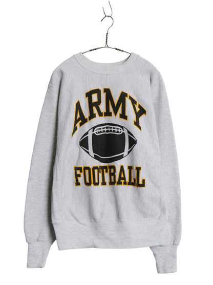 90s 00s US ARMY 両面 プリント スウェット メンズ L 程 オールド トレーナー 裏起毛 ミリタリー 軍物 リバース タイプ ヘビーウェイト 灰