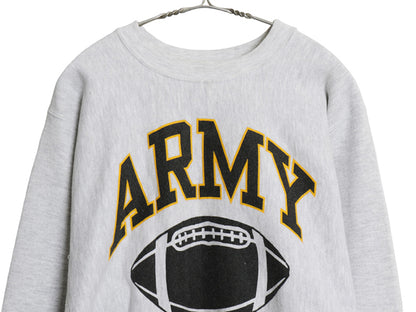 90s 00s US ARMY 両面 プリント スウェット メンズ L 程 オールド トレーナー 裏起毛 ミリタリー 軍物 リバース タイプ ヘビーウェイト 灰