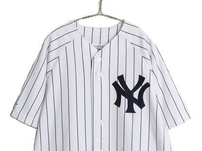 ヤンキース ベースボール シャツ メンズ XL 程/ MLB オフィシャル マジェスティック 大リーグ ユニフォーム 大きいサイズ 重ね着 ジャージ