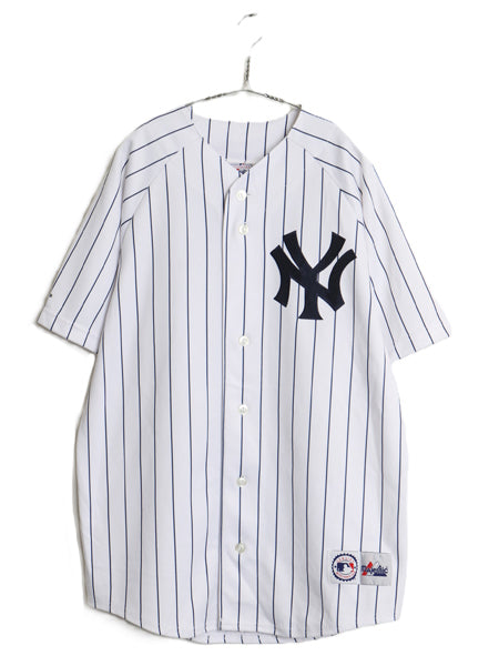 ヤンキース ベースボール シャツ メンズ XL 程/ MLB オフィシャル マジェスティック 大リーグ ユニフォーム 大きいサイズ 重ね着 ジャージ