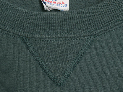 90s USA製 ラッセル 無地 スウェット メンズ レディース XL 古着 オールド トレーナー 前V ワンポイント 裏起毛 ブランク 大きいサイズ 緑