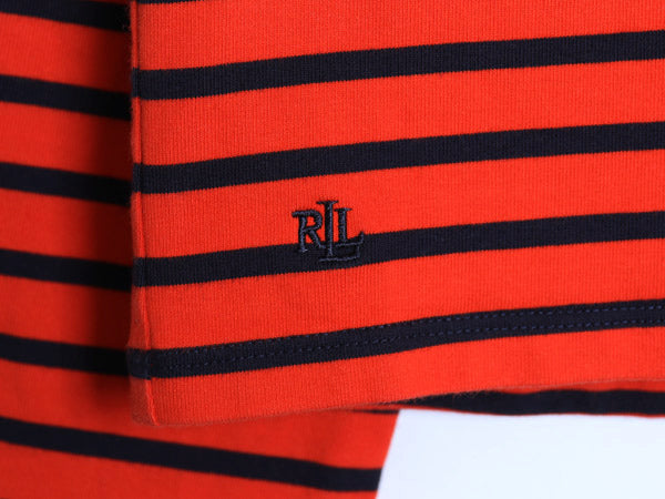 ローレン ラルフローレン ボーダー 長袖 Tシャツ レディース S / ポロ ロンT コットン ストレッチ カットソー ポケット付き ツートン ポケT