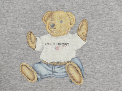 90s ポロベア ポロスポーツ ラルフローレン プリント 半袖 Tシャツ メンズ L オールド キャラクター コットン カットソー クルーネック 灰