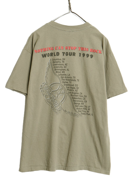 90s エアロスミス ツアー プリント Tシャツ メンズ XL / オールド 両面 イラスト グラフィック アート バンド ロック 大きいサイズ 当時物