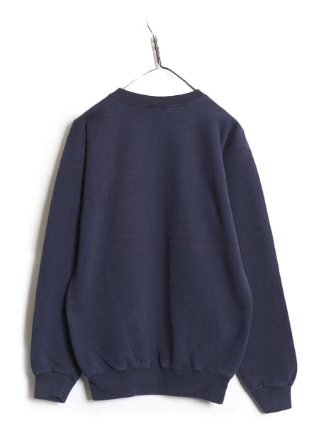 90s USA製 ディスカス 無地 スウェット キッズ XL メンズ M 程/ 古着 オールド トレーナー 裏起毛 ブランク ワンポイント 大きいサイズ 紺