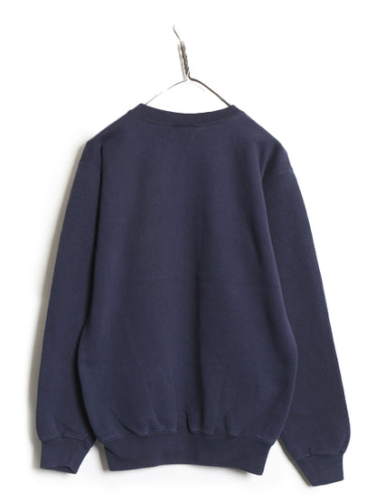 90s USA製 ディスカス 無地 スウェット キッズ XL メンズ M 程/ 古着 オールド トレーナー 裏起毛 ブランク ワンポイント 大きいサイズ 紺