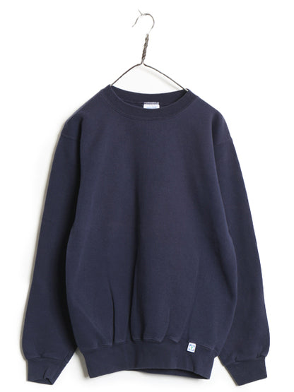 90s USA製 ディスカス 無地 スウェット キッズ XL メンズ M 程/ 古着 オールド トレーナー 裏起毛 ブランク ワンポイント 大きいサイズ 紺