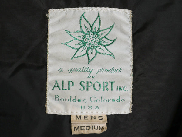 60s USA製 ★ ALP SPORT ダウン スキー ジャケット メンズ M / ヴィンテージ ALPINE DESIGNS アウトドア ハーフ コート ベルト付き 黒 無地