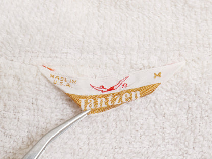70s USA製 ジャンセン オープンカラー 半袖 ビーチ シャツ メンズ M ヴィンテージ 総柄 ボックス 開襟 サーフ タオル パイル ライナー付き