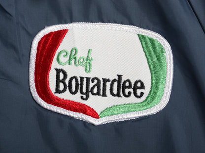 80s USA製 ナイロン コーチ ジャケット メンズ L ヴィンテージ 裏 ボア パイル フリース ブルゾン ジャンパー ワンポイント 企業 ネイビー