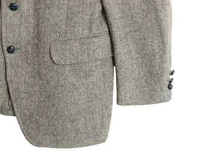 80s USA製 ハリスツイード テーラード ジャケット メンズ L 程/ ヴィンテージ ブレザー ウール ツイード ヘリンボーン ストライプ トラッド