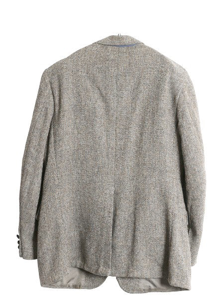 80s USA製 ハリスツイード テーラード ジャケット メンズ L 程/ ヴィンテージ ブレザー ウール ツイード ヘリンボーン ストライプ トラッド