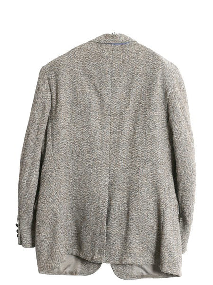 80s USA製 ハリスツイード テーラード ジャケット メンズ L 程/ ヴィンテージ ブレザー ウール ツイード ヘリンボーン ストライプ トラッド