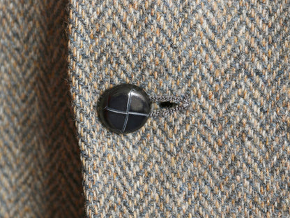 80s USA製 ハリスツイード テーラード ジャケット メンズ L 程/ ヴィンテージ ブレザー ウール ツイード ヘリンボーン ストライプ トラッド