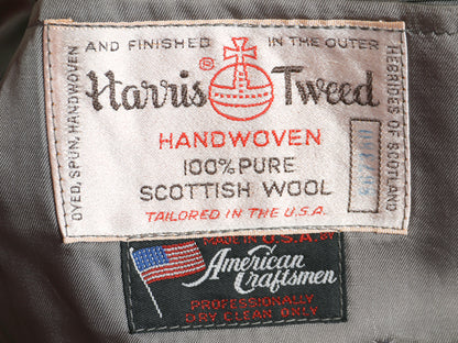 80s USA製 ハリスツイード テーラード ジャケット メンズ L 程/ ヴィンテージ ブレザー ウール ツイード ヘリンボーン ストライプ トラッド