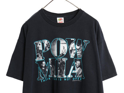 90s ミリタリー フォト イラスト プリント 半袖 Tシャツ メンズ XL / オールド 軍物 アート グラフィック 黒 ヘビーウェイト 大きいサイズ