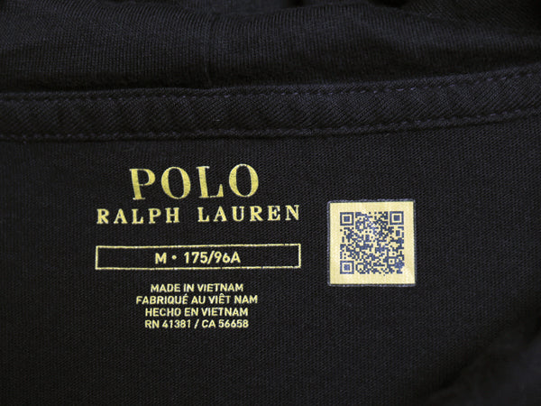 ポロ ラルフローレン フード付き 長袖 Tシャツ メンズ M コットン ロンT フード パーカー プルオーバー カットソー シンプル 薄手 ブラック