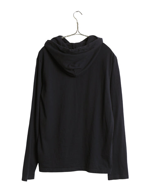 ポロ ラルフローレン フード付き 長袖 Tシャツ メンズ M コットン ロンT フード パーカー プルオーバー カットソー シンプル 薄手 ブラック