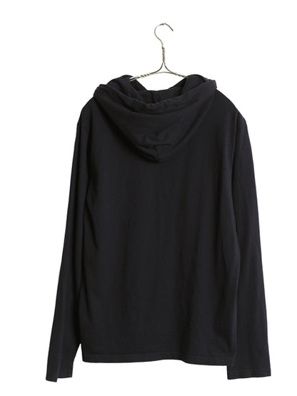 ポロ ラルフローレン フード付き 長袖 Tシャツ メンズ M コットン ロンT フード パーカー プルオーバー カットソー シンプル 薄手 ブラック