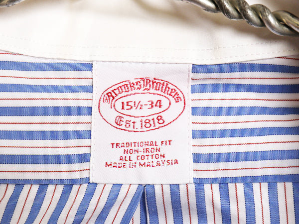 ブルックスブラザーズ ストライプ 長袖 クレリック シャツ メンズ M / TRADITIONAL FIT コットン ドレス ノーアイロン ワイシャツ ビジネス