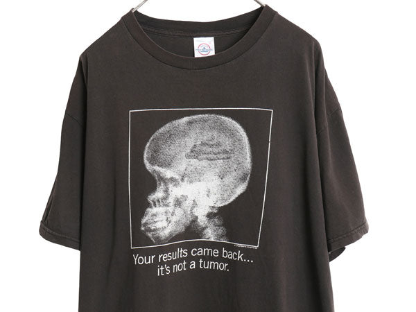 90's レントゲン ジョーク イラスト プリント 半袖 Tシャツ メンズ XL / オールド ヘビーウェイト コットン スカル 大きいサイズ ブラック